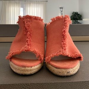 Sam Edelman orange denim wedge sandals